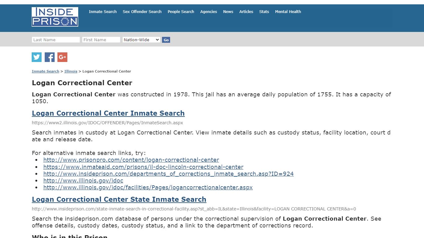 Logan Correctional Center - Illinois - Inmate Search - Inside Prison
